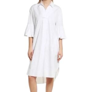 Nordstrom Shirt Dress Bubble Sleeve Small Pockets Poplin Lagenlook Beach Coastal